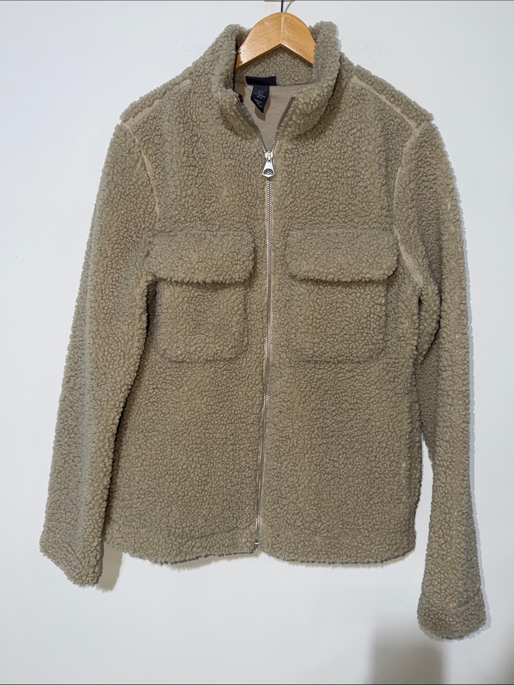 H&M Women’s Sherpa Zip-Up Jacket in Taupe size medium